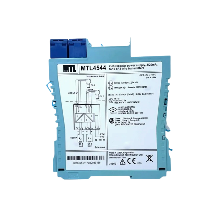 Barrera de Seguridad Intrínseca MTL4544 ATEX | 2 Canales 4-20mA